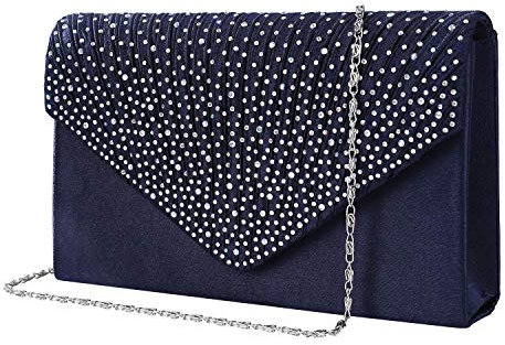 MaoXinTek Satin Pochette Mariage Soirée Sac à Main Bandouliere pour Femme pour Fête Cocktail Mariage Cadeau, Élégant Enveloppe Bourse Chaine Diamant Pour Dame Fille