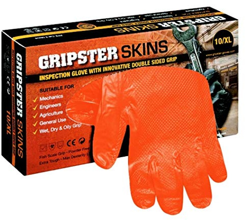 GRIPSTER Skins Nitril Handschuhe orange Größe 9 L Box a 50 Stück