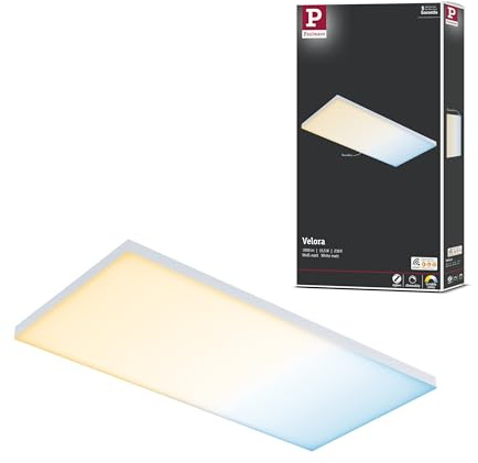 Paulmann 79827 LED Panel Velora eckig incl. 1x15,5 Watt dimmbar Deckenlampe Weiß matt Lichtpanel Metall Deckenlicht 2700 K