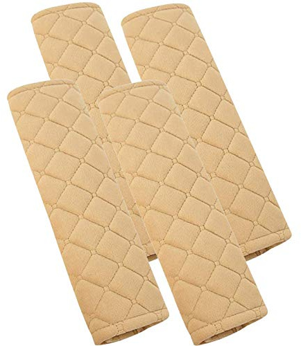 Golden Apple 2Pairs (4PCS) Car Seat Belt Shoulder Pad Cover Comfort Harness Pads Travel Seat Belt Cushion Seatbelt Strap (Beige)