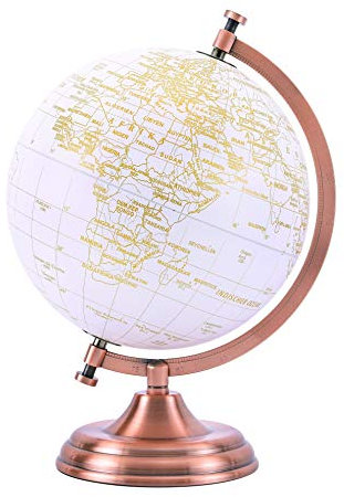 Exerz 20cm Globus Golden Farbe Metallisch - Deutsche Karte- Pädagogische, Geografische - Metallbogen Und -Basis, In Goldener Farbe Beschichtet