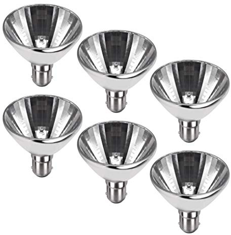 6 bombillas halógenas reflectoras de bajo voltaje Aluline 50 W B15d R56 blanco cálido 3000 K Flood 25°