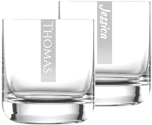 Whiskygläser 2er Set mit Gravur | 2 Stück Whiskyglas 300ml Schott Glas mit Namen | LogoGlas | Spülmaschinenfest | Trinkglas & Individuelle Lasergravur