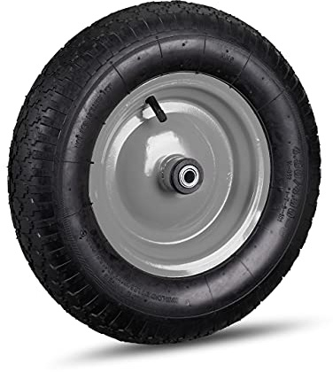 Roue de brouette 4.80 4.00-8, lot de 2, roue de rechange, cauoutchouc, jante en acier, 120 kg, 6 adaptateurs, noir-gris