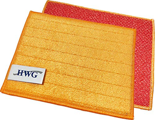 HWG® Smart-Schwamm - 2-seitig Mikrofaser Spülschwamm mit Nanosilber Technologie - Waschbar zum wiederverwenden - Orange - 20x15 cm