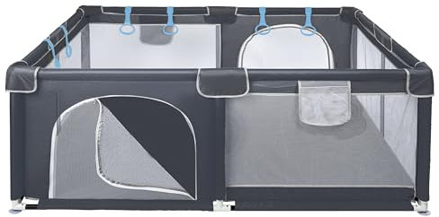 ONVAYA® Laufgitter | Laufstall für Babys | 120 x 160 cm | Schutzgitter für Kinder | Rechteckiges Krabbelgitter | Absperrgitter | Babyzaun in Grau | sicher & schadstofffrei