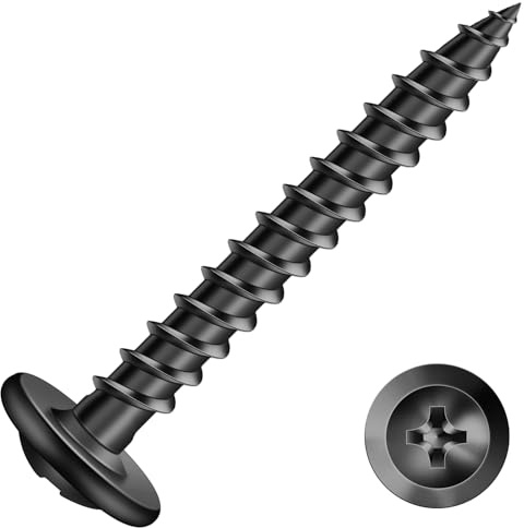 #8 x 1-1/4 Wood Screw 100Pcs Alloy Steel Standard Thread Truss Head Fast Self Tapping Black Oxide by SG TZH