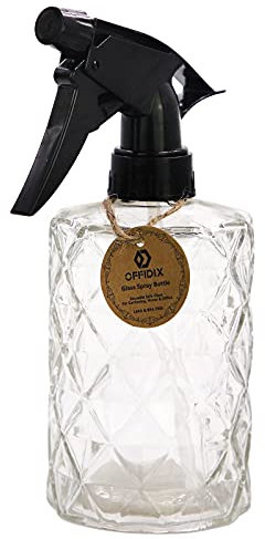 OFFIDIX Glas-Sprühflasche, Handheld-Druckanlage Mister 0,4L Feinnebel-Sprühflasche mit verstellbarer Düse für Gartenpflanzen oder Reinigung (Klar)