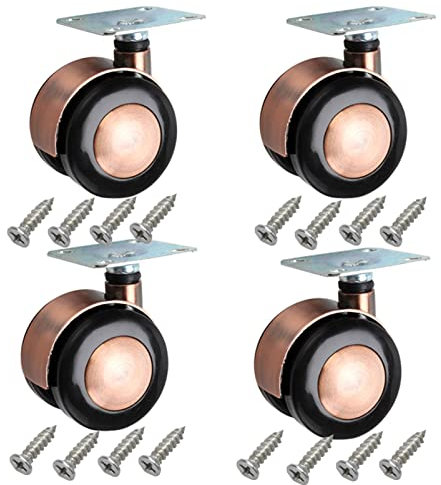 Rollen für Möbel Packung mit 4 Möbelrollen Gold Fahrrollen 50mm rollen für palettenmöbel Zinklegierung Geräuschlose Schwerlast Räder für Palettenmöbel Krippen (50mm,Schwenkräder x 4)
