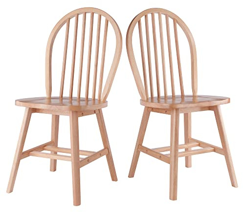Winsome Windsor 2-Piece Chair Set, Classic Ladder Backed Kitchen & Dining Room Chairs, Simple & Elegant Home Seating Solution, Great for Office, Hallway, Bedroom