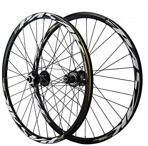 Mountainbike Laufräder, 24 Zoll Fahrrad Laufradsatz Doppelwandige Aluminiumlegierung MTB-Felge Scheibenbremse Schnelle Veröffentlichung 32 Loch 8 9 10 11 12 Speed (Color : Black, Size : 24 inch)