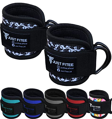 Just Fitee® Fitness Fußschlaufen Kabelzug mit D-Ring gepolstert für Kickbacks, Gesäß- und Beintraining, Knöchelschlaufen zur Verbesserung der Bauchmuskulatur, Fußschlaufen für Damen und Herren
