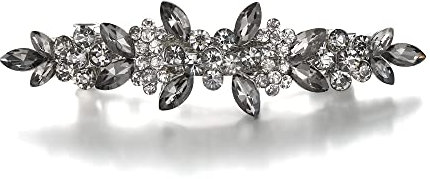EVER FAITH Haarspange Braut Kristall Blume für Dman Marquise Runde Strass Cluster Haarschmuck für Bankett Party Grau Silber-Ton