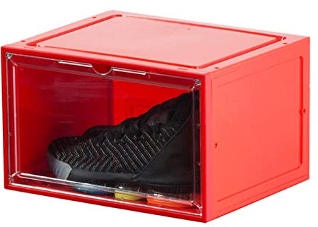 Cymwer Schuh-Aufbewahrungsbox, LED-leuchtende High Heels-Boxen, transparente Klangkontrolle, AJ-Vitrine, seitlich offen, magnetisch, staubdicht, Schuhboxen, stapelbar, Schuh-Organizer mit Deckel for