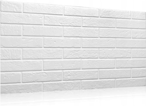 Deccart | 3D Wandpaneele selbstklebend - Wandverkleidung, Weiße Ziegeloptik, 100x50 XL - Wandpaneele, Deckenplatten, Deckenpaneele, Deckenverkleidung, 3D-Prägung, Wanddeko | 20 Stück