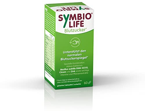SymbioLife Blutzucker, 60 Kapseln: Nahrungsergänzungsmittel für einen normalen Blutzuckerspiegel, mit Bacillus subtilis, Alanylglutamin und Chrom