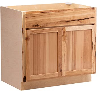 Quicklock RTA (Ready-to-Assemble) | Base Kitchen Cabinets - Shaker Style | Made in America (Rustic Hickory, 36 Wx34.5 Hx24 D Sink Base)