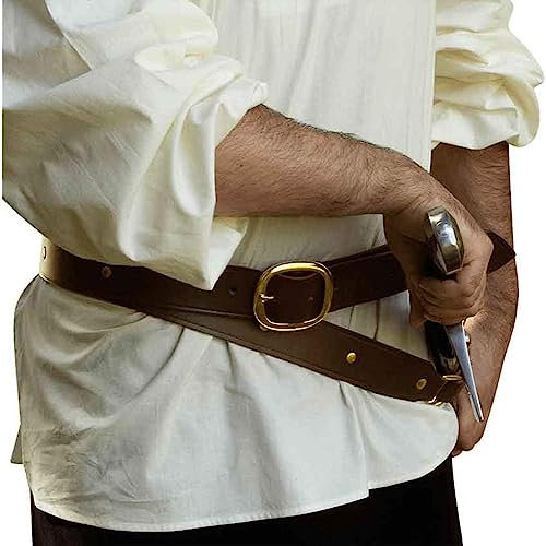 Leder Schwert Frosch, Mittelalter Ritter Piraten Schwert Halter Retro Schwert Gürtel Gurt für Erwachsene Männer Renaissance Cosplay Kostüm Prop (Braun)