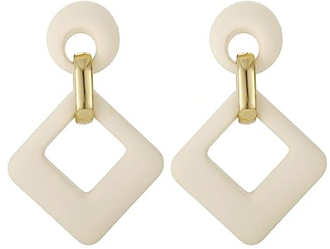 SIXDUTON Neon Ohrringe Damen Statement Ohrringe Groß Bunt Creolen | Acryl Quadratische Ohrringe 80er Jahre Modisch 90er Ohrringe Modeschmuck Geschenk für Party Kostümzubehör Karneval Mottoparty