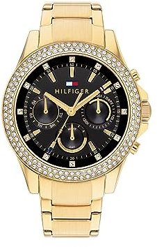 Tommy Hilfiger Orologio Analogico Multifunzione al Quarzo da Donna con Cinturino in Acciaio Inossidabile di Colore Dorato - 1782676