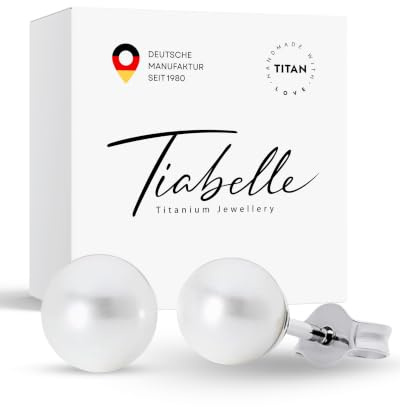 TIABELLE – Ohrstecker CRYSTAL PEARL aus Titan mit glänzenden Swarovski® Perlen – Perlenohrringe für Damen – allergenfrei & hautverträglich – Handmade in Germany