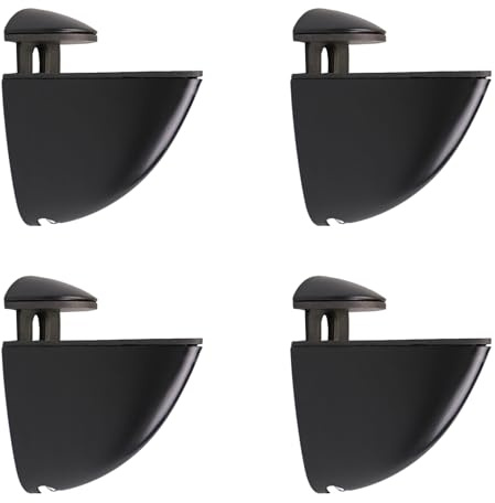 4 Stück Verstellbare Glasregalhalterung, Glasregalhalterung, Wandhalterung für Glasregale, Geeignet für Vitrinen, Glas öffnen und Schließen(Schwarz)