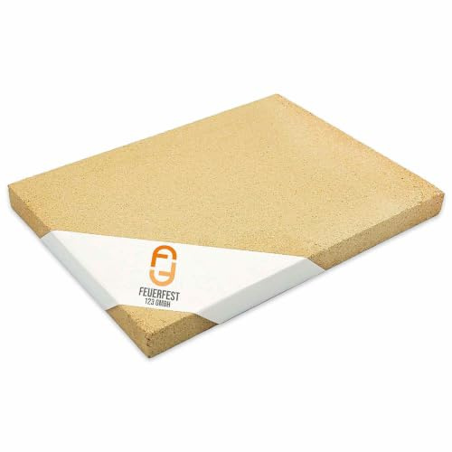 Schamotteplatten - Für Kaminöfen, Öfen & Grills - Schamottsteine 1.400 °C hitzebeständig - Lebensmittelecht für Pizzaofen - Schamotte Speichersteine Wärmespeicherung [400x200x40 mm]