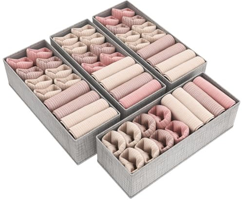 Lifewit 4er Set Hemnes Doppelorganizer für Kommode mit Stabiler Boden, Wickeltisch Organizer, Kleiderschrank Organizer, Schubladen Ordnungssystem für Wickelbedarf Kinderkleidung Tshirts Unterwäsche