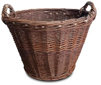 Naturale Cesto in Vimini Ø 45 cm Stabile & con Manici Cestino Multiuso Cesto in vimini per frutta, verdura, foglie, legno Ideale per il vostro giardino