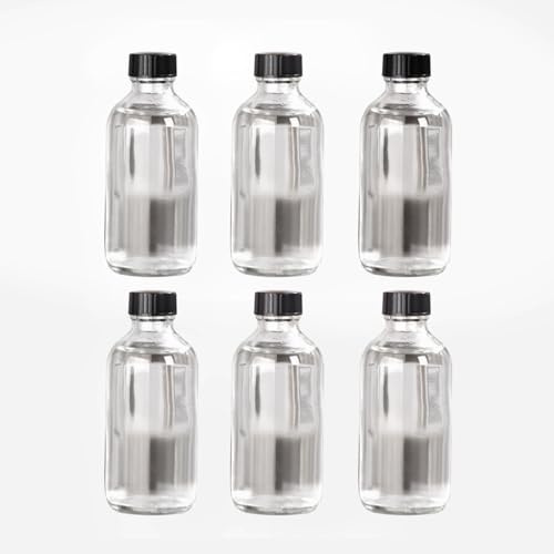 soulnioi 6 Packs of 60ml Little Glass Bottles,Shot Bottles With Lid Mini Pocket Shot With Lid For Whisky,Oils and Juice