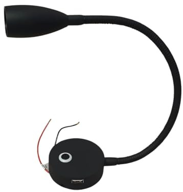 MARVIX LED Flexible Gooseneck Reading Light 12V 24V Black Spotlight Touch Switch Dimmable USB Charging Port Map Lamp For Motorhome Campervan Boat