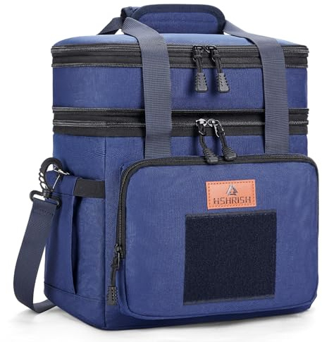 Large Lunch Bag for Men Double Layer Insulated Tactical Cooler Bag | Waterproof Leakproof Durable Lunch Bag for Work Picnic Camping Day Trips 16L Blue Detachable Adjustable Shoulder Strap