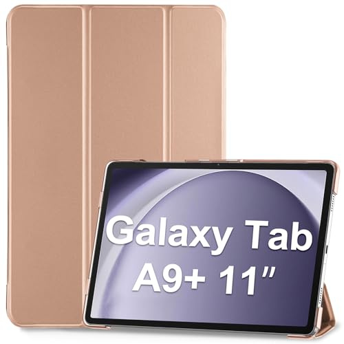 ProCase Hülle für Samsung Galaxy Tab A9+/ A9 Plus 11 Zoll 2023 (SM-X210), Dreifache Schutzhülle Case für 11 Galaxy Tab A9+/A9 Plus, Dünn Leicht Smart Cover mit Translucent Frosted Rückhülle -Roségold