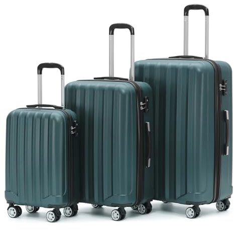 BEIBYE TSA-Schloß 2080 Zwillingsrollen neu Reisekoffer Koffer Trolley Hartschale Set (Dunkelgreen, Set)