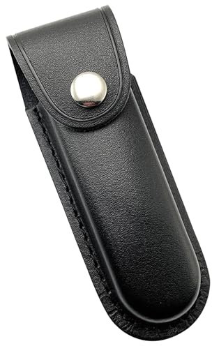 YHZNAGEM 1 étui à couteau pliant en cuir avec bouton pression et passant - Noir, Noir , Classique