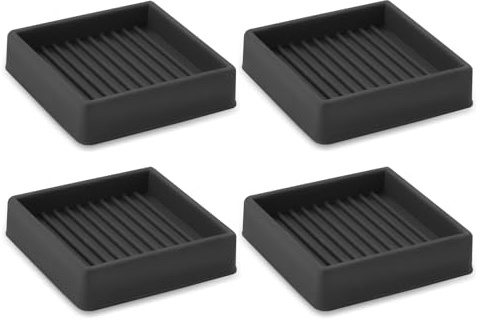 4 Pieces Furniture Pads Non Slip, 2X2 inches Square Rubber Furniture Caster Cups, Furniture Cups, Furniture Coasters for Hardwood Floors, Keep Furniture from Sliding (Black, 2X2 Inches)