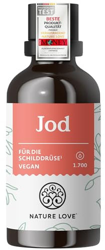 NATURE LOVE® Jod Tropfen - 150µg 50ml - alkoholfrei und vegan - geschmacksneutral, hoch bioverfügbar - hochdosiert & laborgeprüft