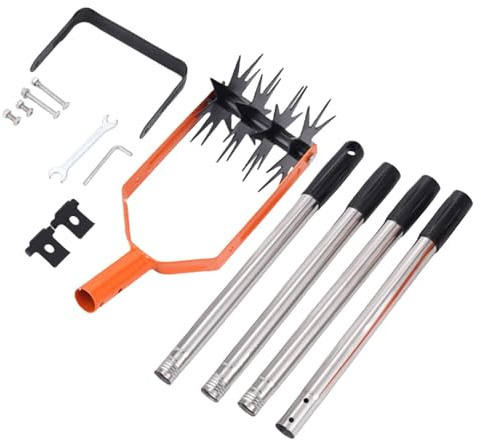 Attrezzo da giardino – coltivatore rotante in acciaio con barra per piedi – Allenta il terreno per gli appassionati di giardinaggio strumento di miscelazione del terreno per prato, aiuole
