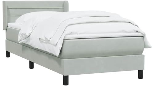 vidaXL Ramsäng med madrass ljusgrå 80x210 cm sammet, Säng, Sängbotten, Enkelsäng, Sovrum Möbler, Säng Stomme, Stoppad säng, Sammet Säng