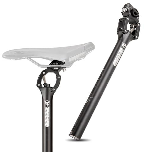 GEWAGE Gefederte Sattelstütze – Parallelogramm Federsattelstütze aus Aluminium, Einstellbare Federung, Kompatibel mit 27.2/30.9/31.6 mm, 350mm Länge – Ideal für MTB, Trekking (Φ31.6mm)