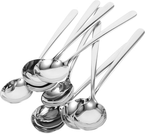 ABOOFAN 8 Piezas Cuchara Sopera De Acero Inoxidable Grandes Cucharas Para Servir Sopa y Cereales Casa o Restaurante Para Cena y Postre