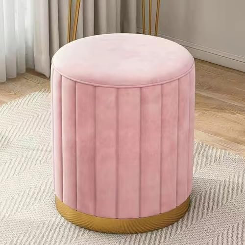 Ottomane, Ottomane, Knautschsamt, rund, mit goldenem Boden, 33 x 42 cm, für Wohnzimmer, Schlafzimmer, Geschäft, Rosa