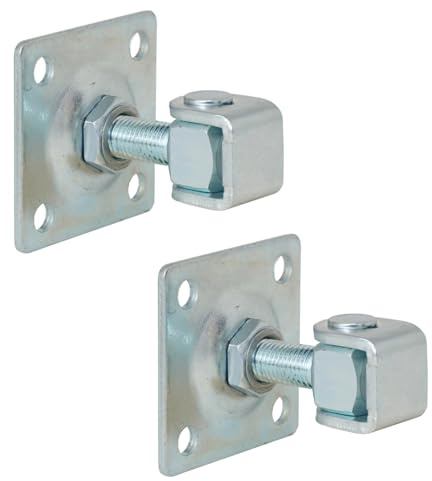 TRIBECCO® Einstellbares Torband, zum Anschrauben an den Pfosten, zum Schweißen, aus verzinktem Stahl Türscharniere Einstellbares Scharnier Torscharniere Türband Torangel, 2 Stück (M16x45 (100x100 mm))