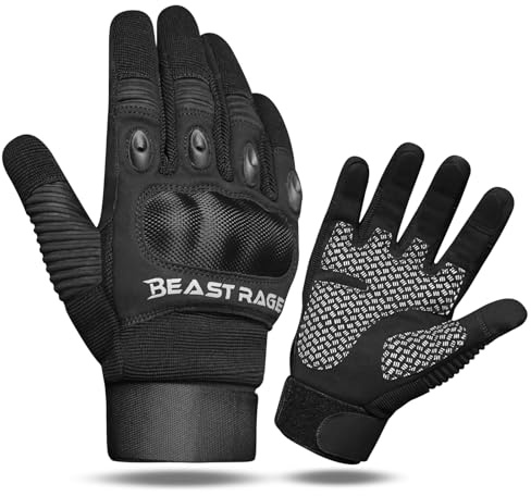 BEAST RAGE Motorcykelhandskar för män pekskärm motorcykel handskar kvinnor skyddande ridhandskar för motorcykel gata cykling turer offroad racing halkfritt handtag herr (svart, S)