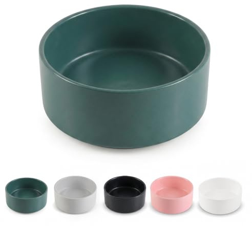 Keramik Dricka och Foder Hund - Halkfri Liten och Medelstor Hundskål Idealisk för Mat och Vatten - Drinkskål Katter Lämplig för Stora Katter-15 cm-320 g/720 ml - Grön