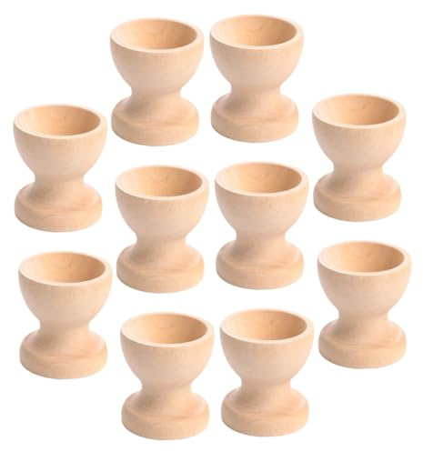 COLLBATH 10pezzi Uova di Legno Non Finite per Pasqua Supporto Portauova Creativo in Legno Contenitori per Uova Fai da Te di Pasqua