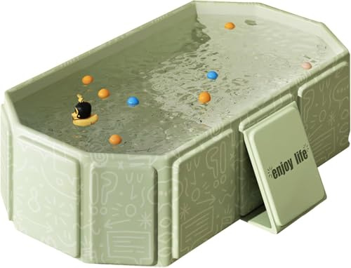 Ruaizel Vasca da bagno pieghevole, Vaschetta portatile per bambini, Vasca da bagno per bambini, con 5 palline, 2 anatre, piatto doccia portatile, vasca da bagno integrata da 0 a 8 anni
