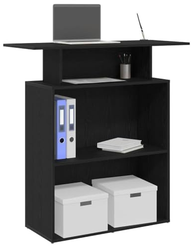 Festnight Mostrador de Recepción, Mueble Recepción Negro, Mostrador de Tienda, Mostrador de Venta, Mueble de Recepción de Oficina, Madera, 100x40x104 cm