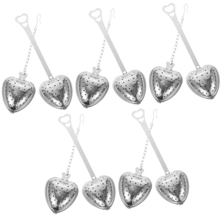 NUOBESTY 10pcs Reusable Stainless Steel Tea Infuser Heart Mesh Loose Leaf Filter Strainer for Kitchen Brewing and Herb Spice Infusion Rust-Resistant Design