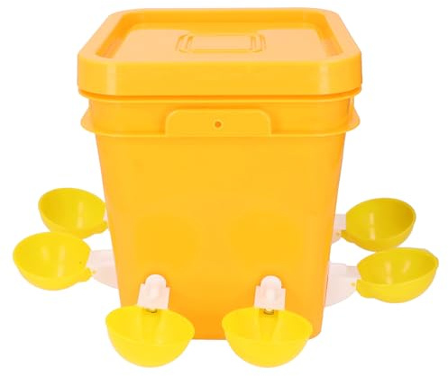 Hamwesh Abbeveratoio Automatico per Polli, Distributore Automatico di Pollame con Secchi di Grande capacità per Polli, Anatre, Oche, Tacchini (Tazze d'acqua gialle)